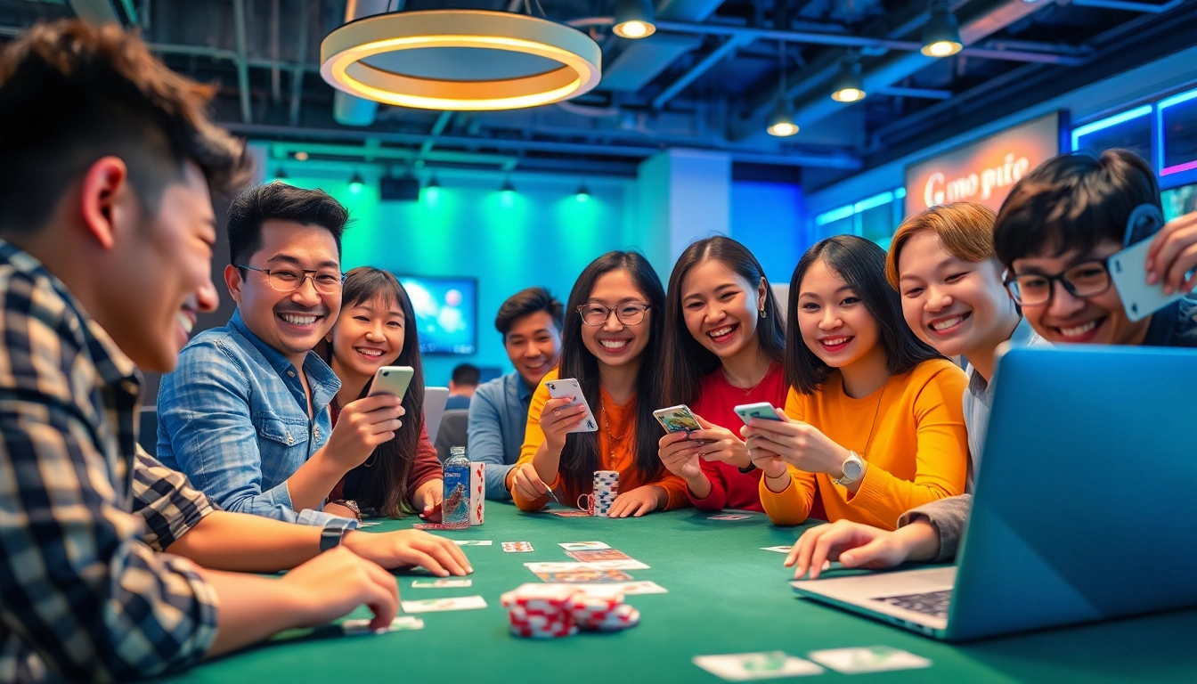 Engaging scene of players enjoying online games like Tiến Lên on topgamebaidoithuong.mx, showcasing excitement and community.